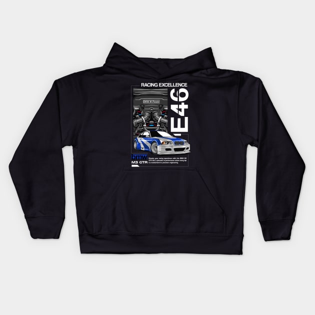 GTR E46 Racing Excellence Kids Hoodie by Harrisaputra